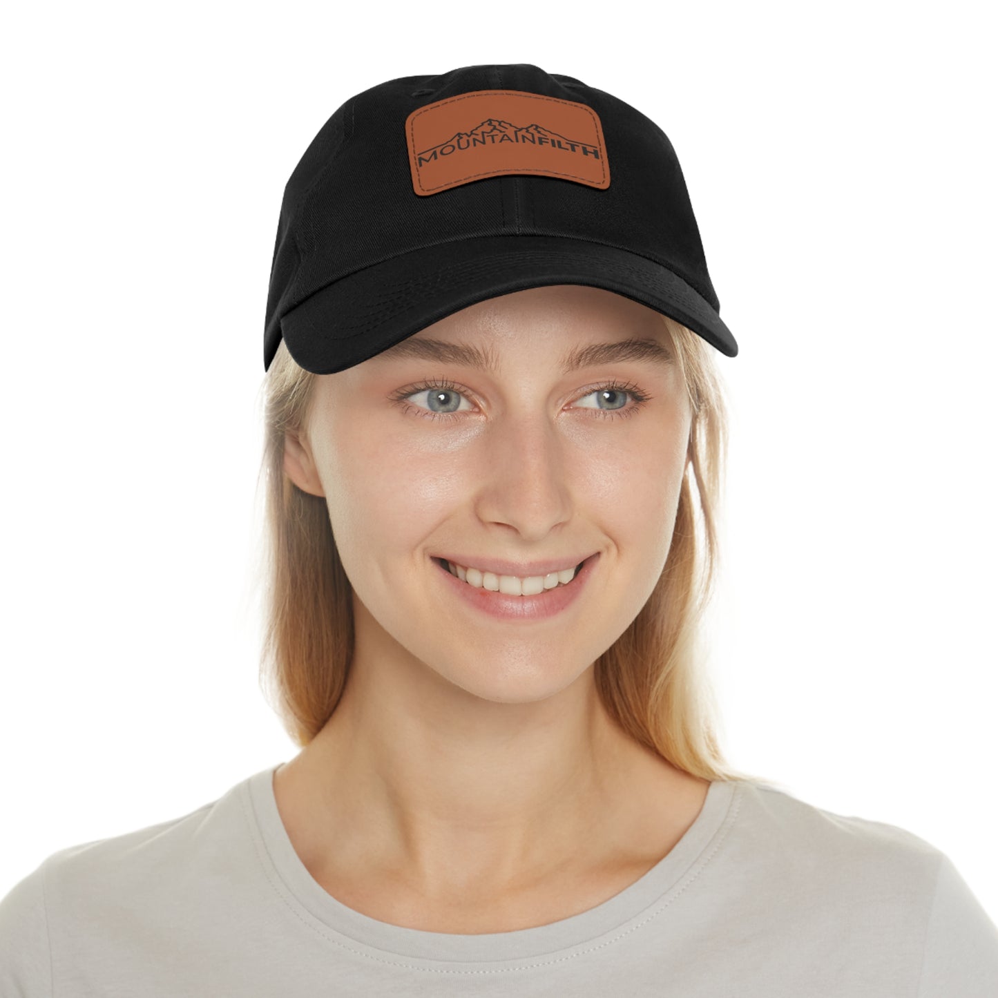 Leather Patch Dad Hat — Mountain Filth Outdoor Baseball Cap