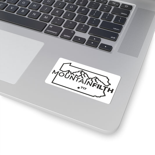 Mountains & State Outline Kiss-Cut Sticker — "MOUNTAINFILTH" 717 Laptop Decal