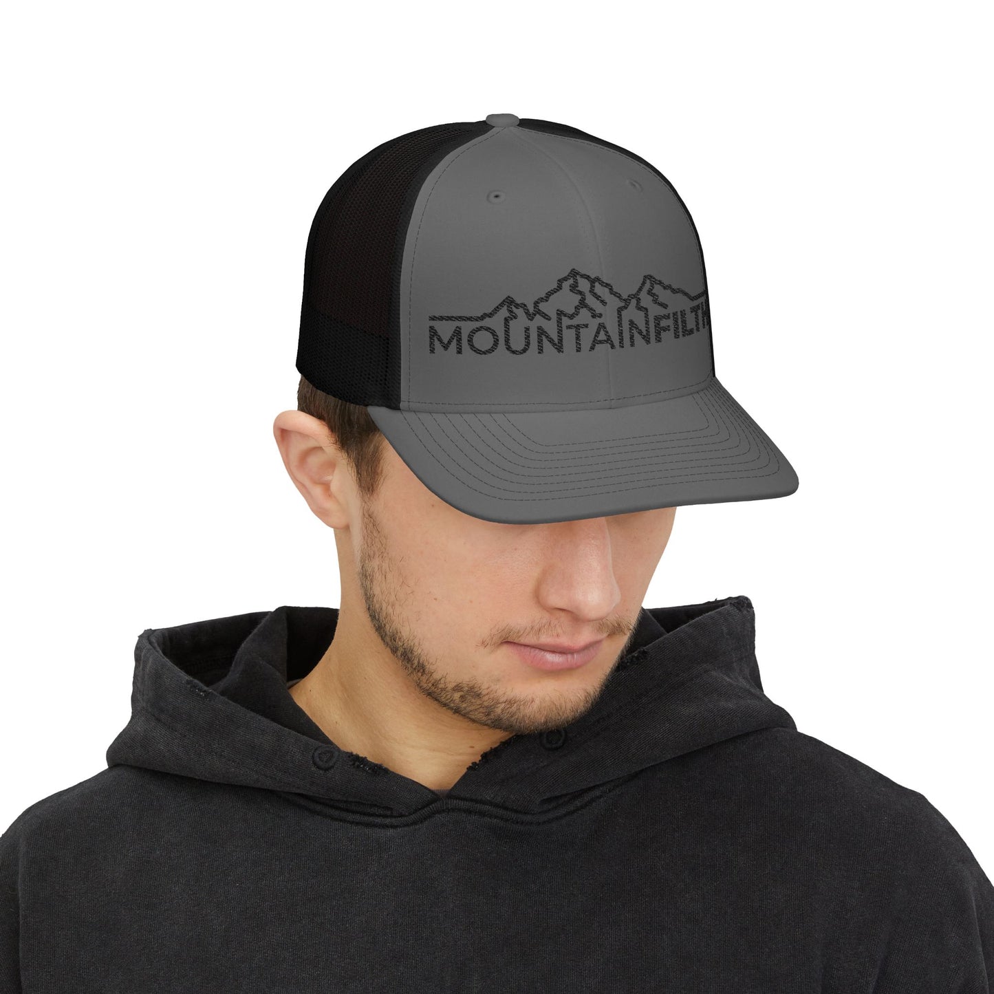 Mountain Filth Snapback Trucker Hat — Outdoor Adventure Mesh Cap