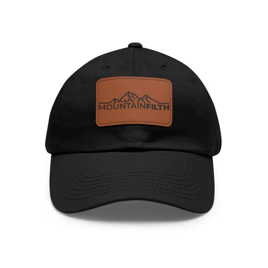 Leather Patch Dad Hat — Mountain Filth Outdoor Baseball Cap
