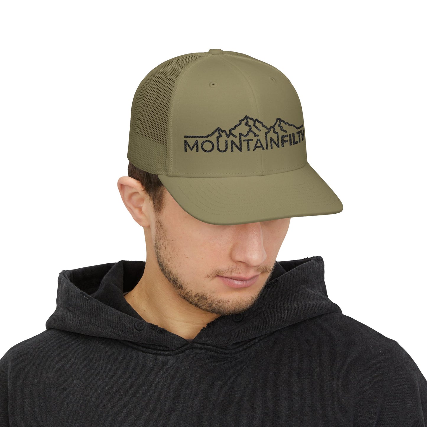 Mountain Filth Snapback Trucker Hat — Outdoor Adventure Mesh Cap