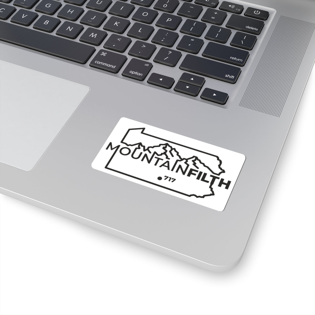 Mountains & State Outline Kiss-Cut Sticker — "MOUNTAINFILTH" 717 Laptop Decal